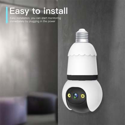 2MP Light Bulb Security Camera 2.4GHz Wireless Outdoor Indoor Camera with Night Vision