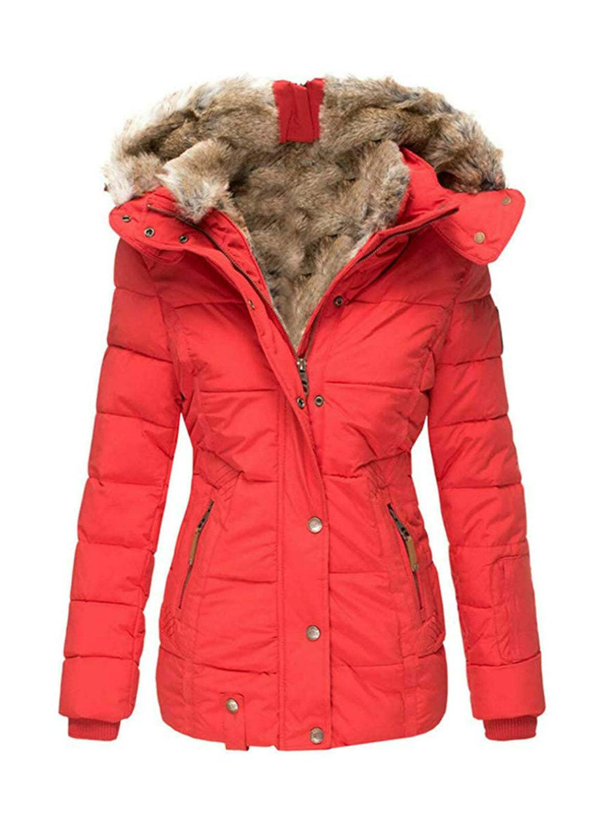 Women's Winter Outdoor Hiking Parka Coat with Faux Fur Lined Outdoor Windproof Coat
