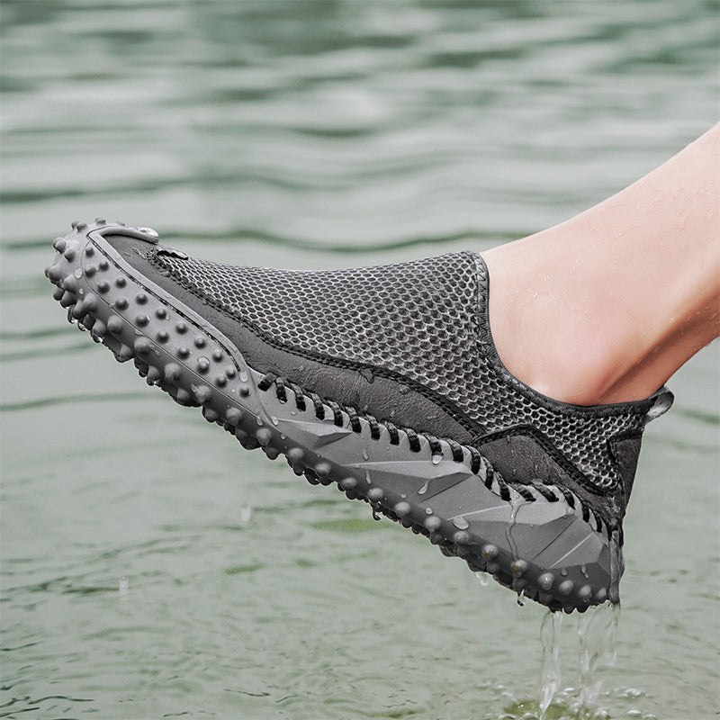 ⏰Fresh Steps – 60% OFF🛒 Men’s Slip-On Orthopedic Casual Walking Shoes – Breathable Mesh, Leather Trim, Arch Support & Non-Slip Rubber Sole for Outdoor Trekking