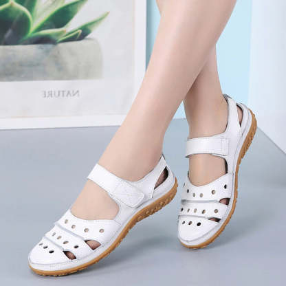 Women's Hollow Out Closed Toe Sandals, Non-slip Walking Shoes, Faux Leather Sandals