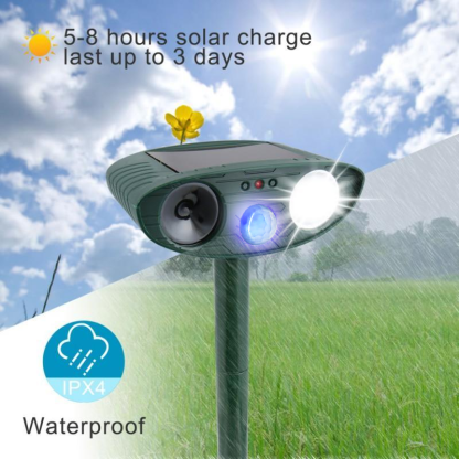Solar Animal Repeller Ultrasonic Outdoor Animal Repellent - Get Rid of Deer, Raccoons, Woodpeckers, Squirrels, Rodents, and Other Unwanted Guests