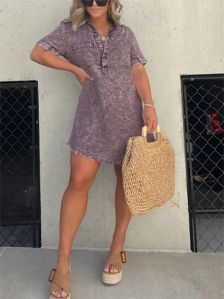 Women's Washed Shirt Dress