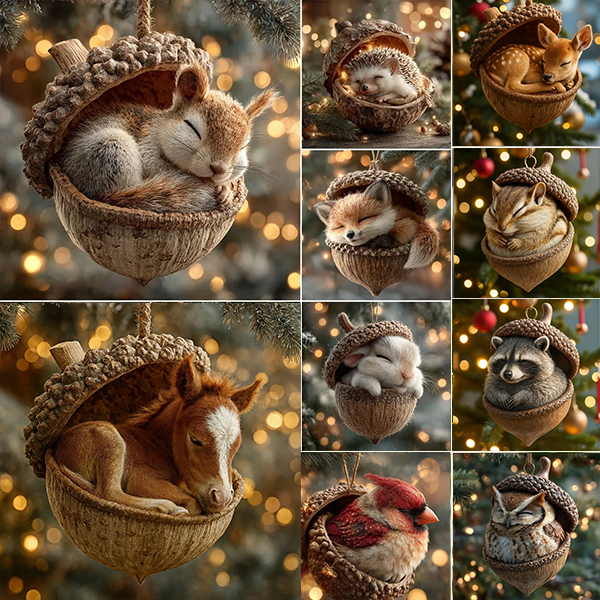 🎁❤️Forest Animal Acorn Ornaments – Cozy Forest Christmas Ornaments