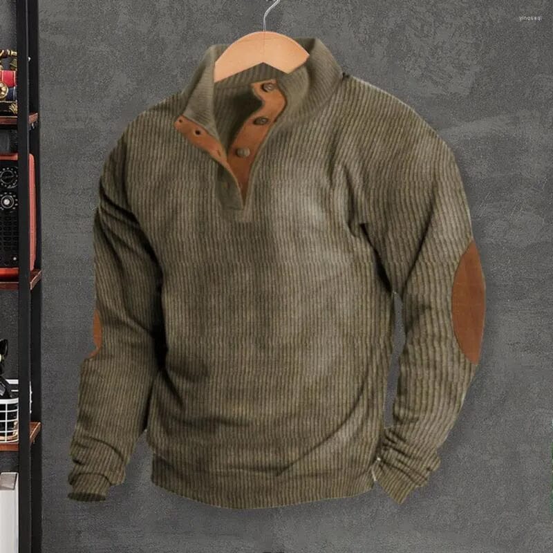 Men's Casual V-Neck Pullover Long Sleeve Rugby Shirt