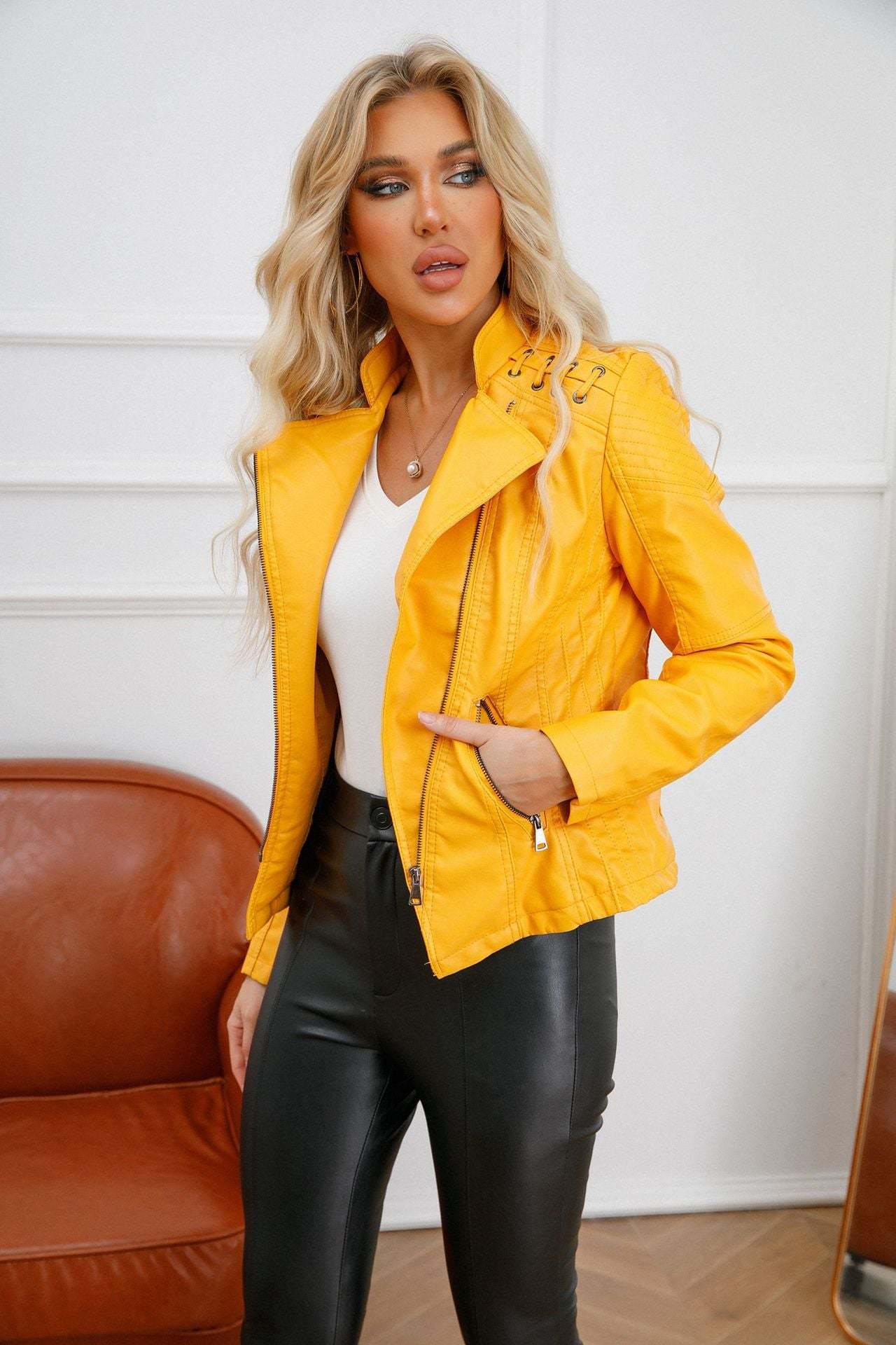 Washed Lambskin Leather Jacket