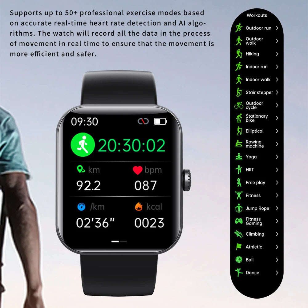 ♻ All day monitoring of heart rate,blood sugar, and blood pressure ⌚ Bluetooth fashion smartwatch