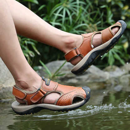 (👨‍⚕️Effect: Relieves Foot Pain) Men's Orthopedic Support Non-slip Sport Sandals Lightweight Trail Hiking Leather Sandals