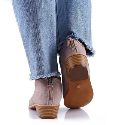 Women Orthopedic Ankle Boots Zipper Stacked Heel