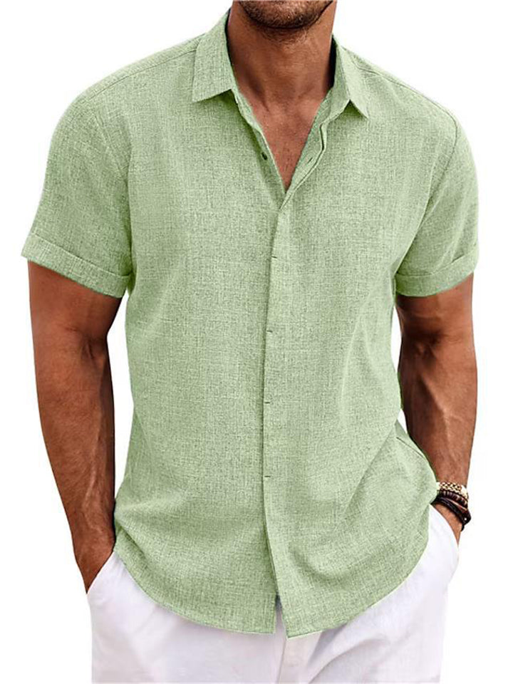 Men's Relaxed Fit Short Sleeve Lapel Button Summer Shirt