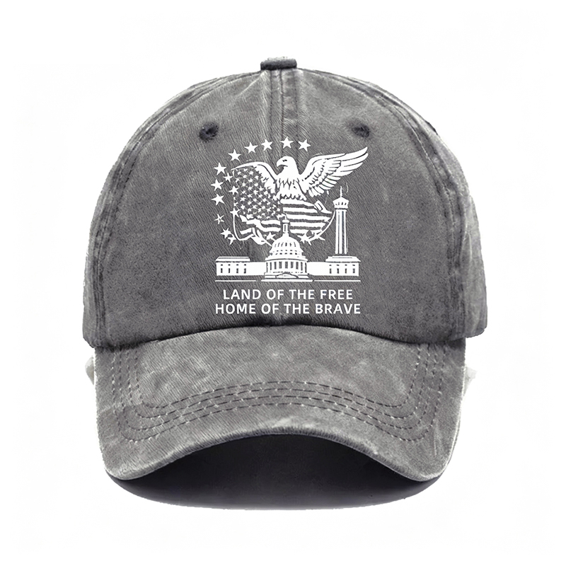 Vintage Patriotic Eagle Denim Cap – “Land of the Free, Home of the Brave”