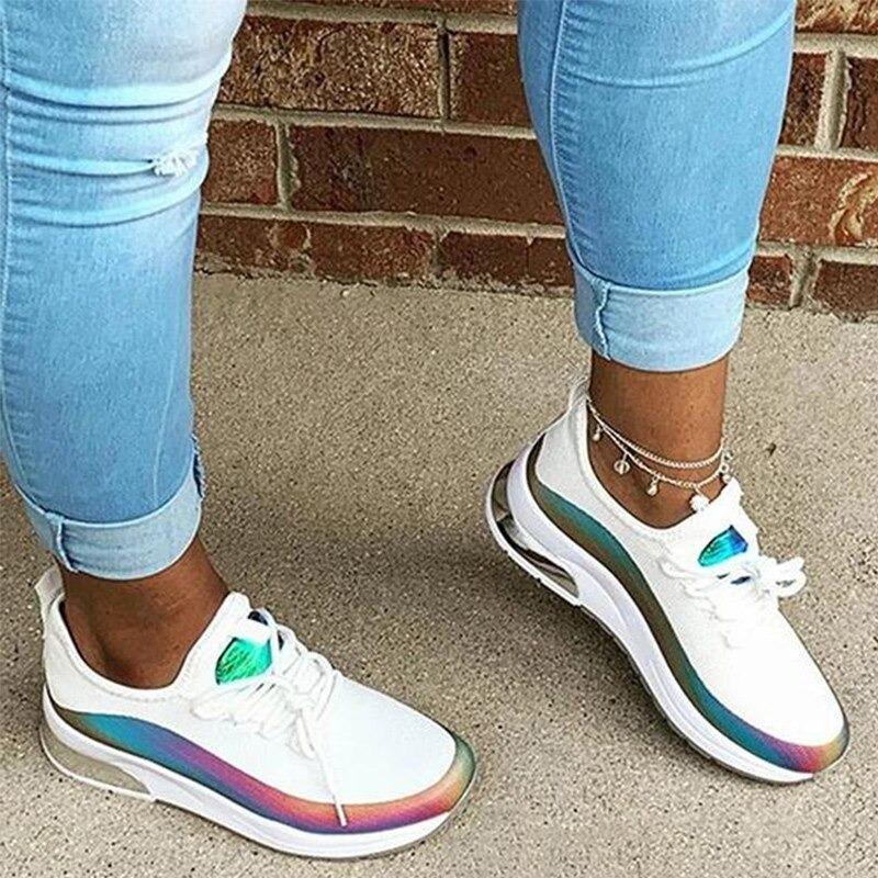 Women Mesh Air-Cushion Rainbow Breathable Sneaker Shoes