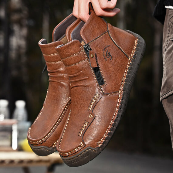 Mostelo – Men’s Soft And Breathable Zipper Outdoor Tooling Boots V2