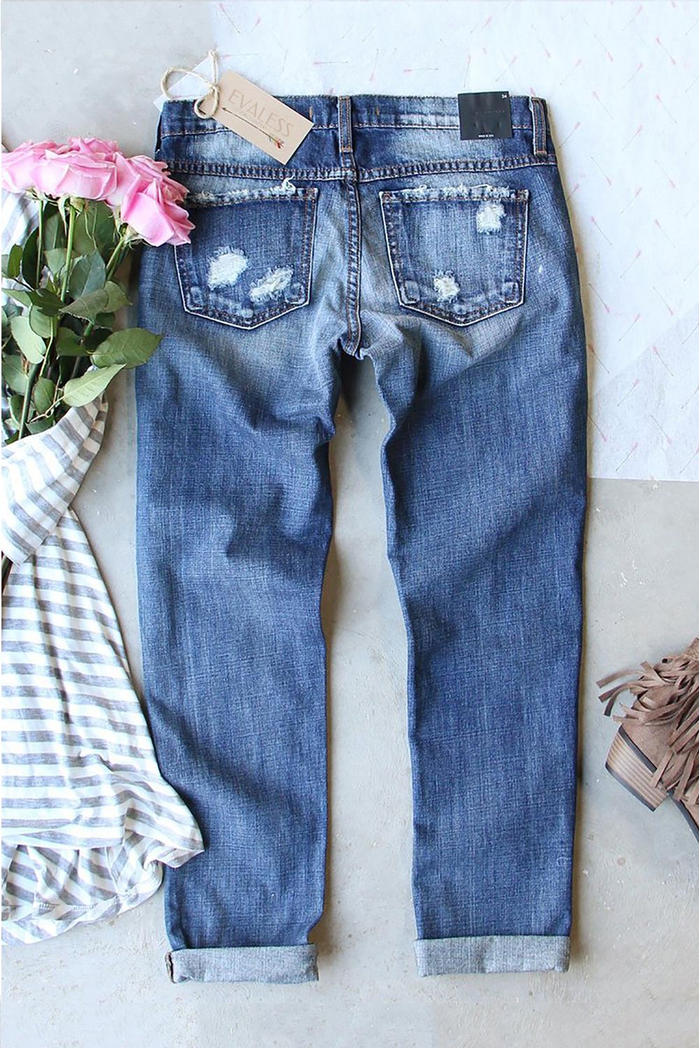 Halloween Pumpkin Ripped Denim Jeans