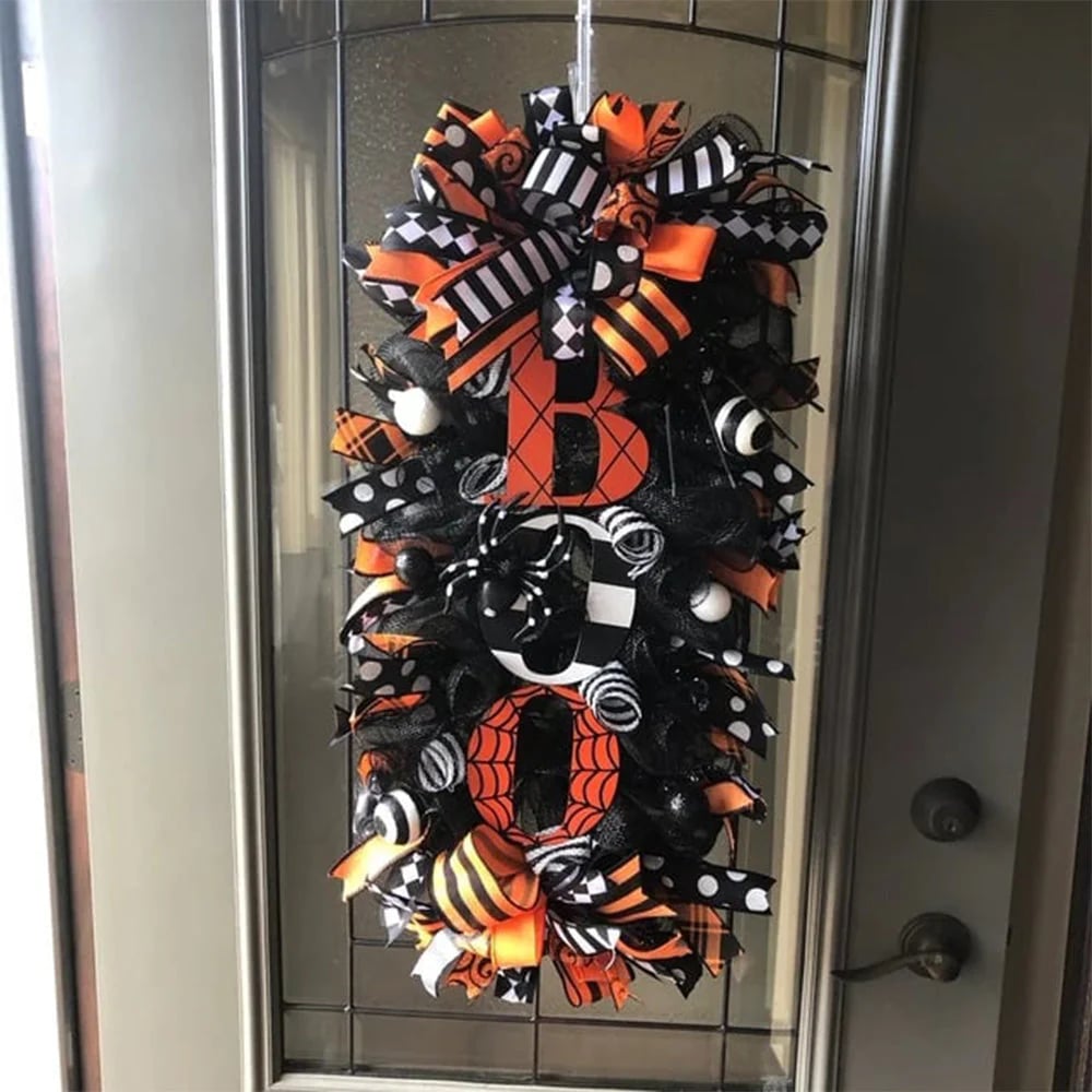 Halloween Wreaths For Front Door Boo Wreath