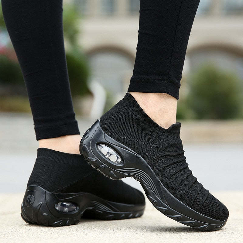 Women Fly-knit Breathable Casual Height Increasing Shoes