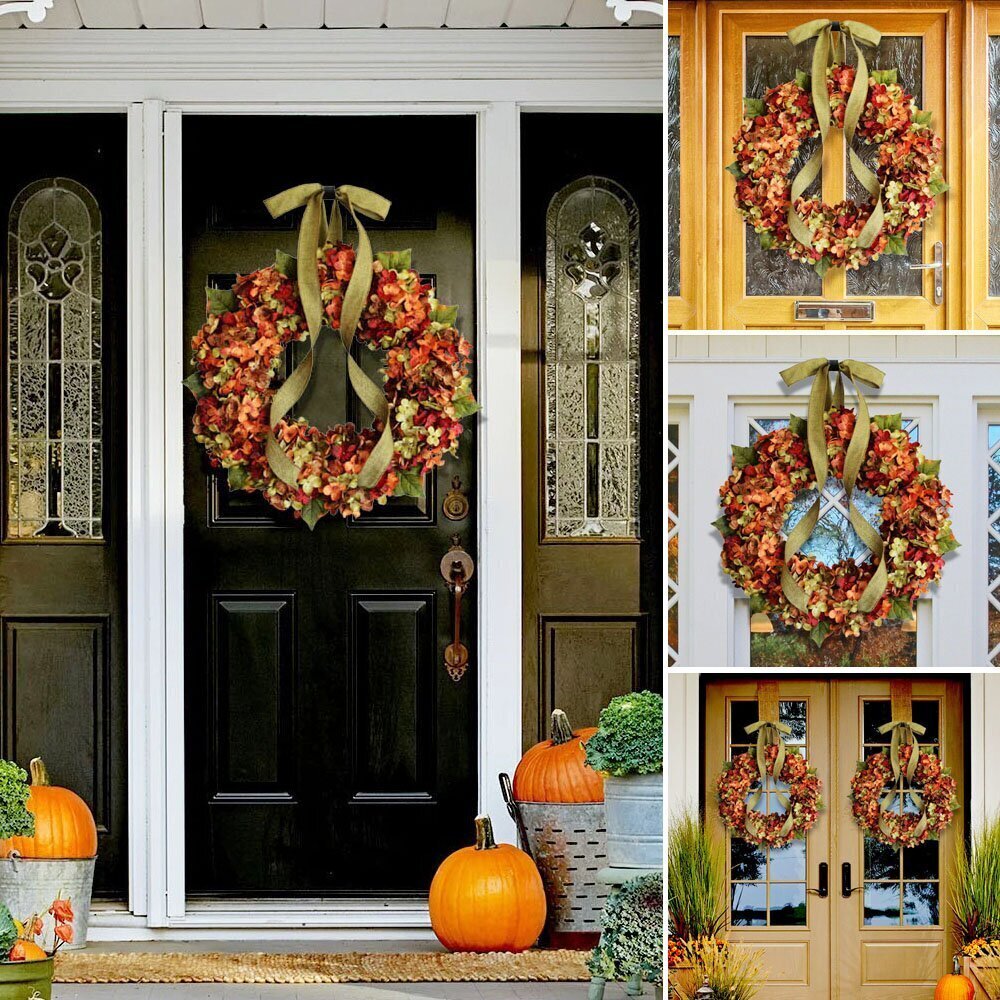 Autumn Blended Hydrangea Fall Front Door Outdoor Hydrangea Wreaths