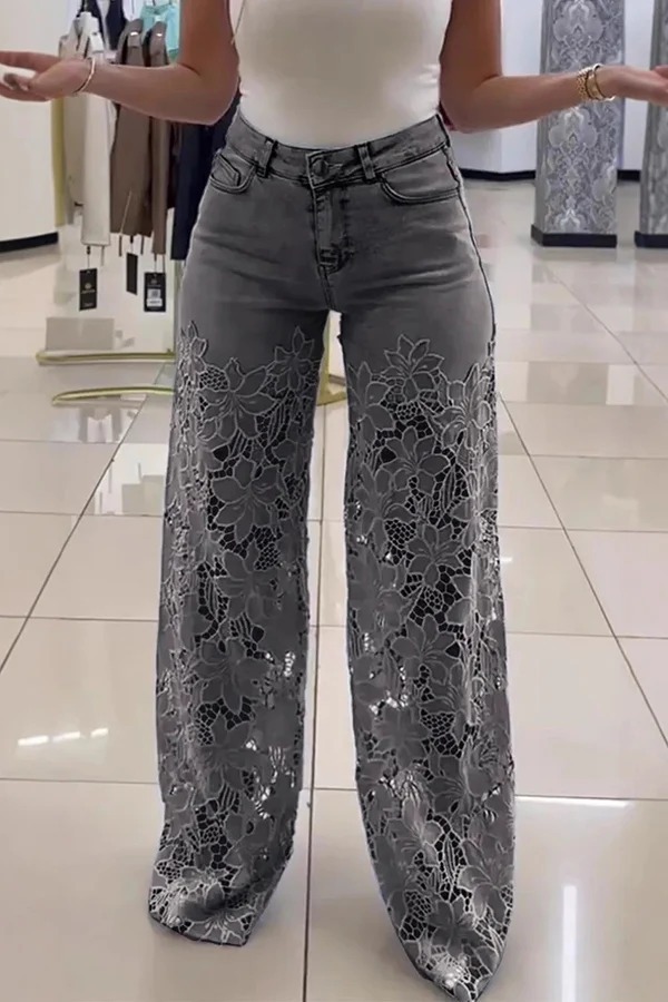 Ladies Elegant Lace Jeans