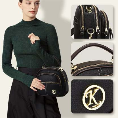 🛫Classic Multifunctional Compartments Adjustable Wide Shoulder Strap Leather Crossbody Bag