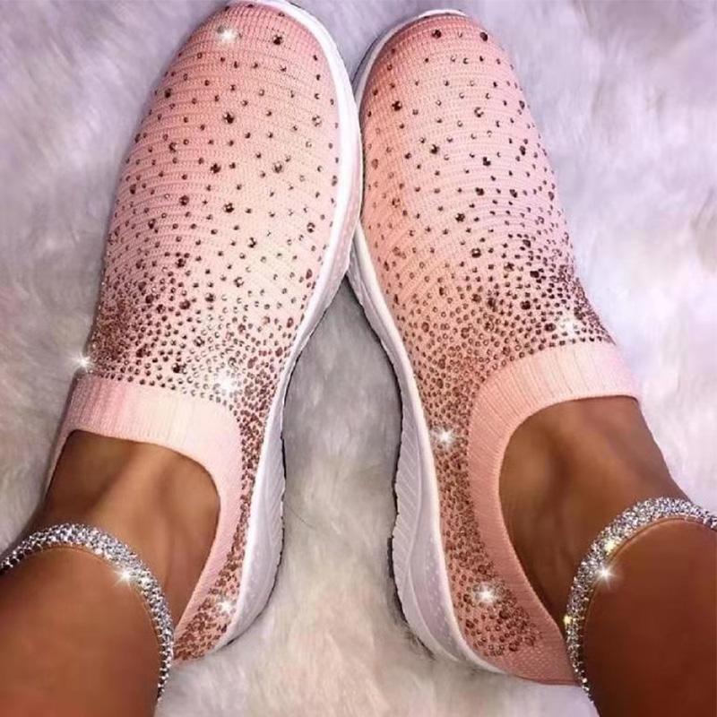 Crystal Bling Fashion Breathable Ladies Sneakers