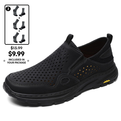 (⏰Limited Time Sale 70% OFF) Men's Orthopedic Leather Loafers - Comfortable Orthopedic Wide Toe Arch Support - Quick Dry Breathable Cushioning Non-slip and Puncture Resistant