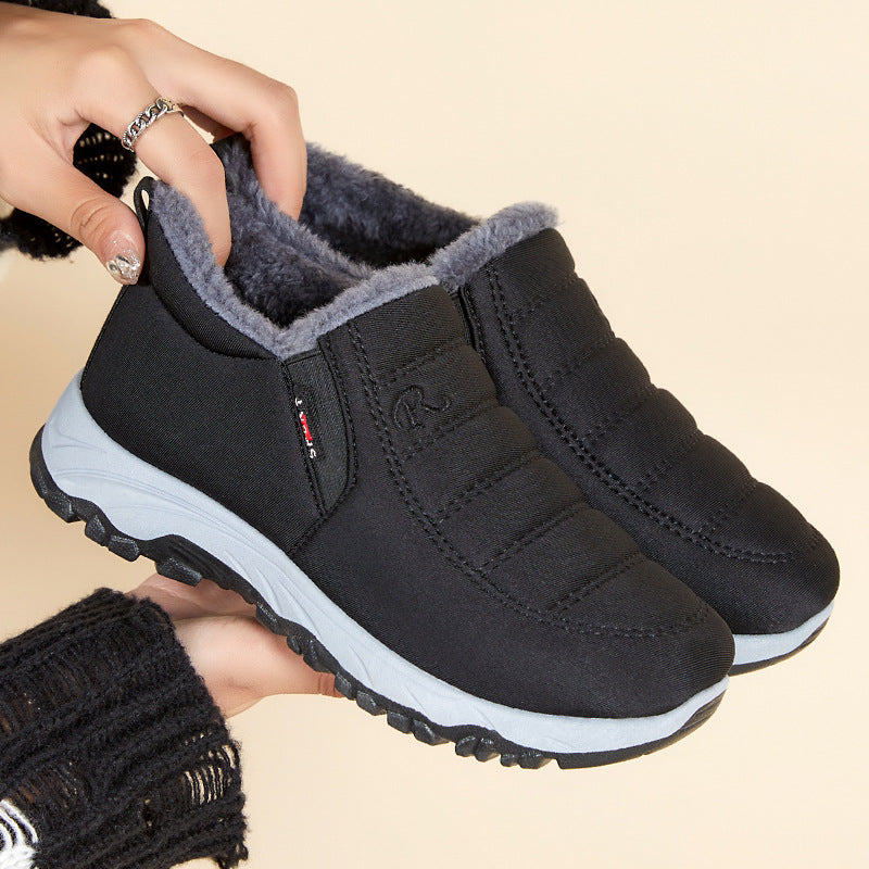 Winter Simple Style Slip On Warm Fleece Walking Shoes
