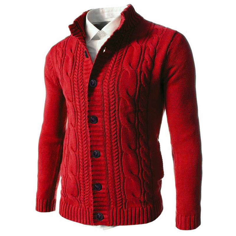 Gentleman's Casual Jacquard Buttons Sweater