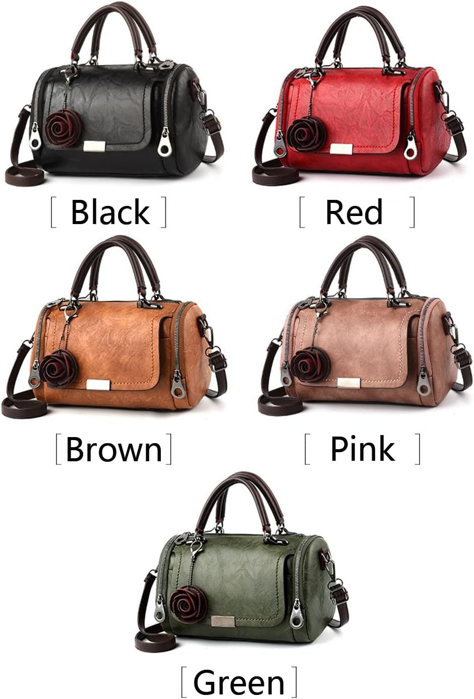 Women's Vintage Rose Pendant Boston Bag