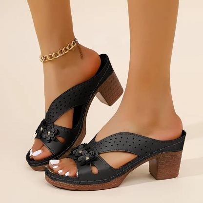 NEW ARRIVAL 70% OFF - Orthopedic Chunky Flowers High Heel Sandals - BUY 2 FREE SHIPPING