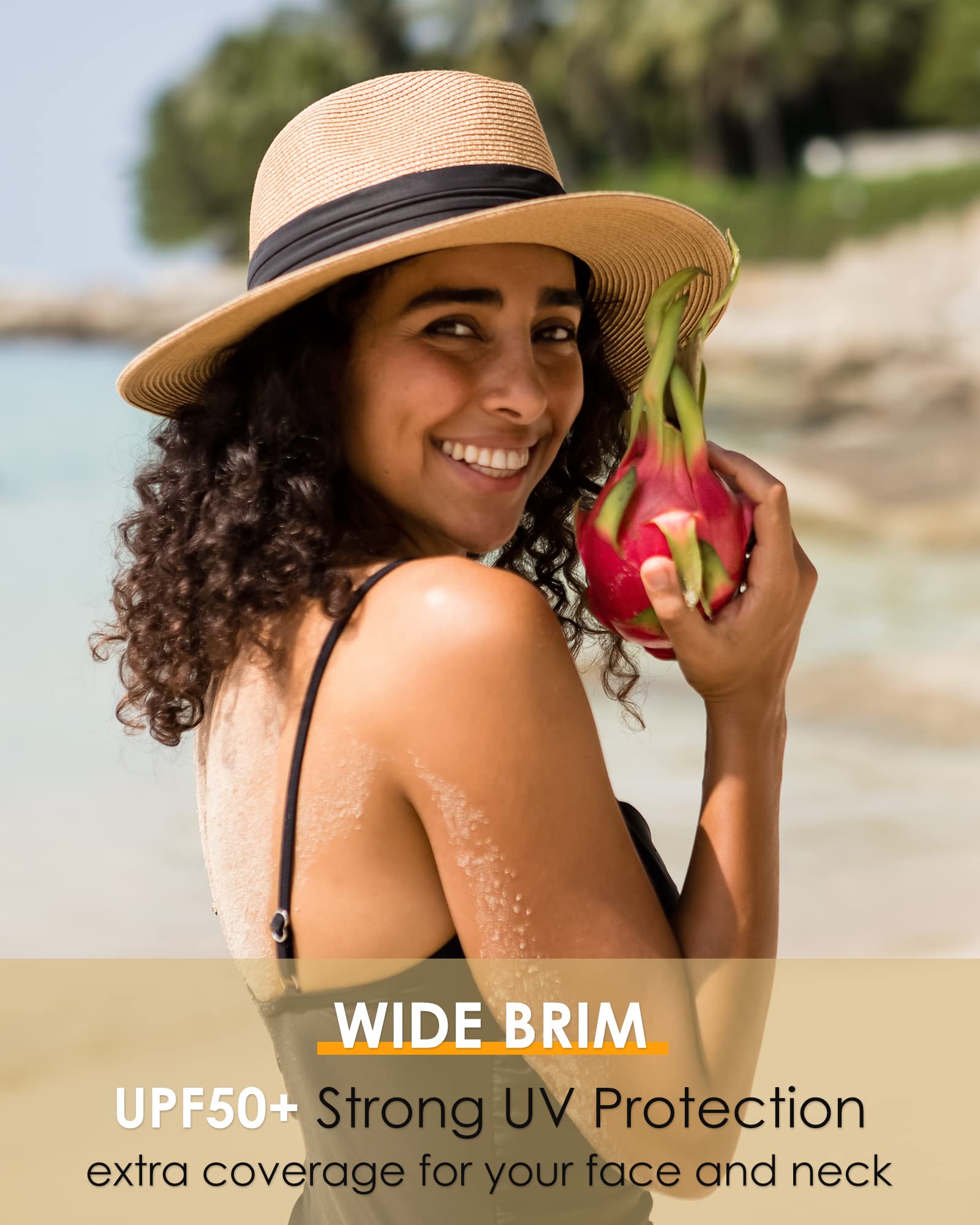 Packable Straw Fedora Panama Sun Summer Beach Hat Cuban Trilby