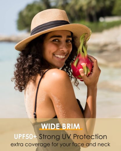 Packable Straw Fedora Panama Sun Summer Beach Hat Cuban Trilby