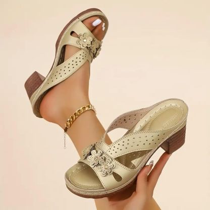 NEW ARRIVAL 70% OFF - Orthopedic Chunky Flowers High Heel Sandals - BUY 2 FREE SHIPPING