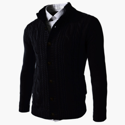 Gentleman's Casual Jacquard Buttons Sweater