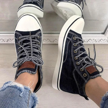 Women‘s Fashion Casual Denim Wear-Resistant High-Top Sneakers