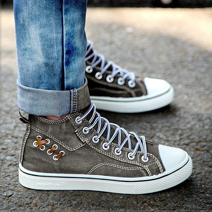 Women‘s Fashion Casual Denim Wear-Resistant High-Top Sneakers