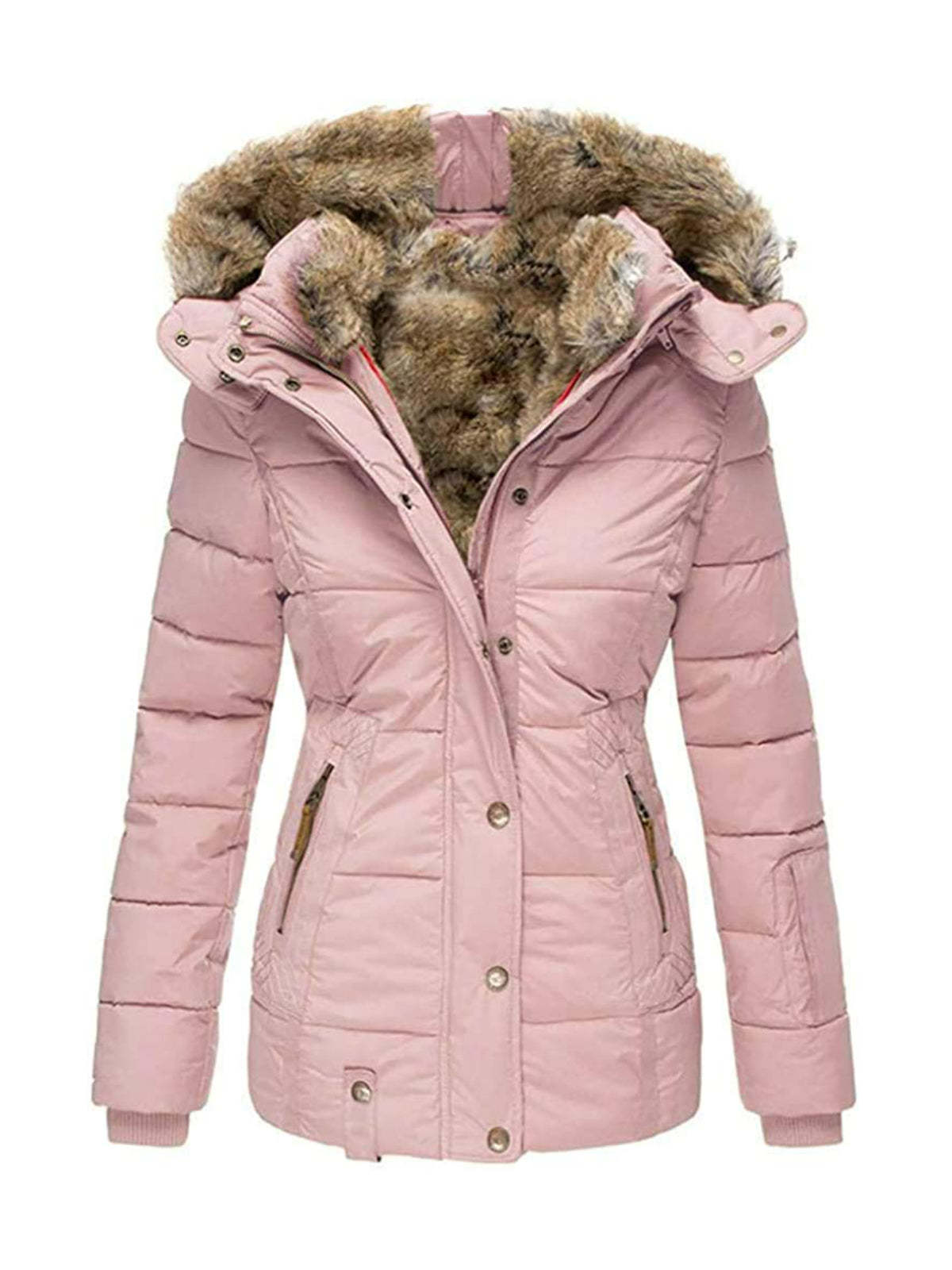 Women's Winter Outdoor Hiking Parka Coat with Faux Fur Lined Outdoor Windproof Coat