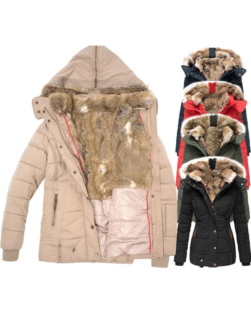 Women's Winter Outdoor Hiking Parka Coat with Faux Fur Lined Outdoor Windproof Coat