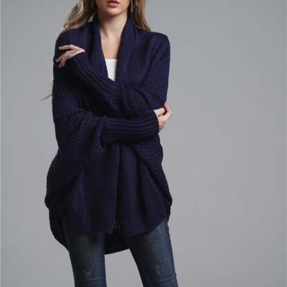 Bat sleeve Plus Size Long Knit Cardigan