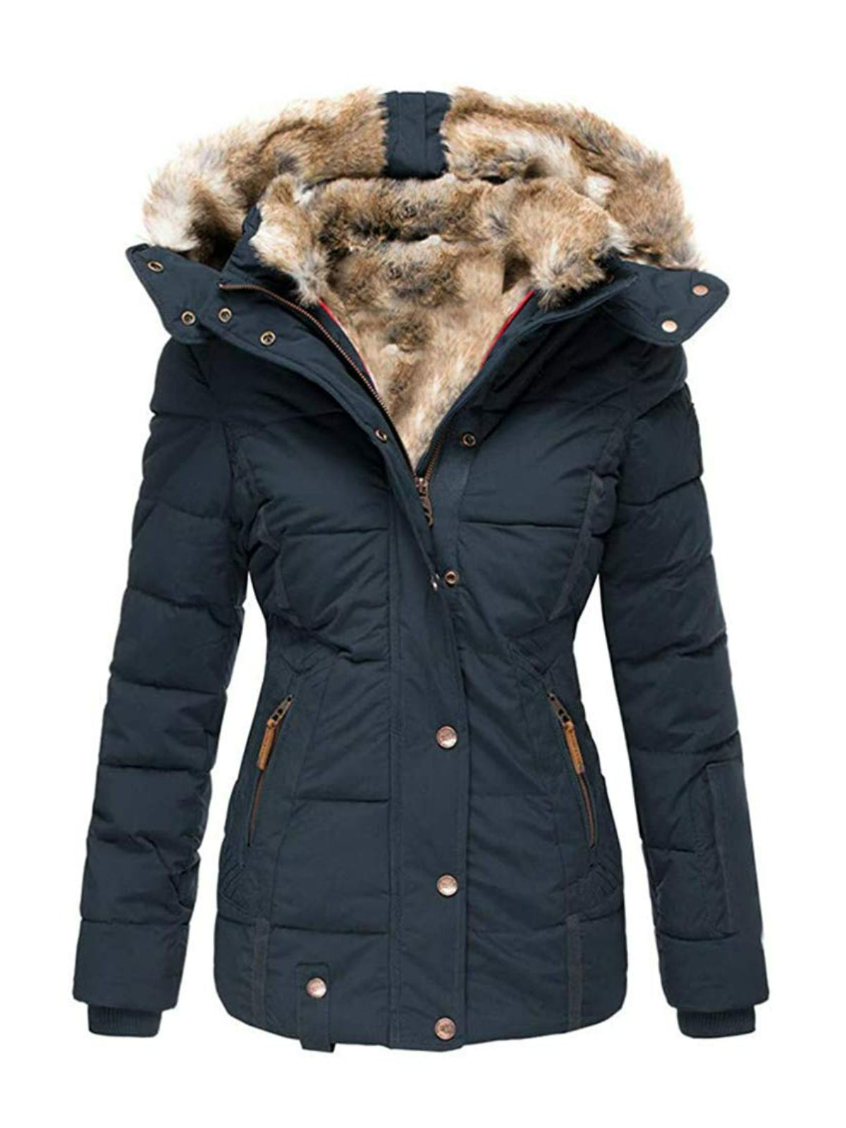 Women's Winter Outdoor Hiking Parka Coat with Faux Fur Lined Outdoor Windproof Coat