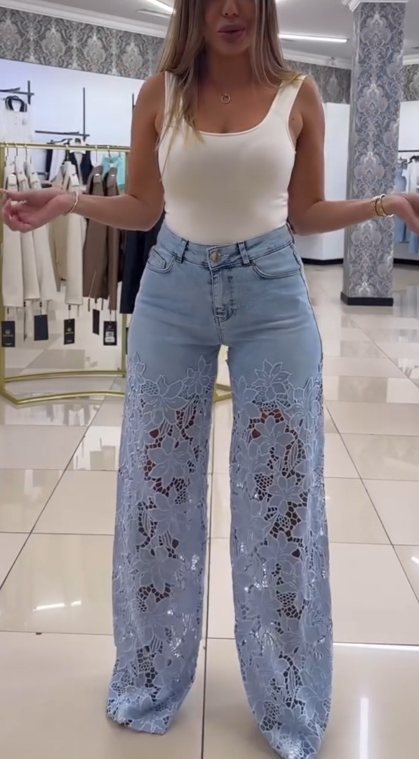 Ladies Elegant Lace Jeans