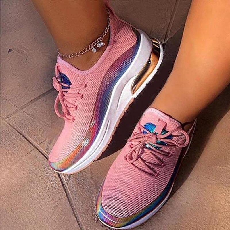 Women Mesh Air-Cushion Rainbow Breathable Sneaker Shoes