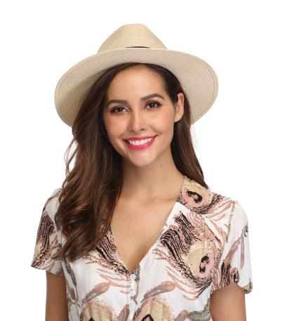 Packable Straw Fedora Panama Sun Summer Beach Hat Cuban Trilby