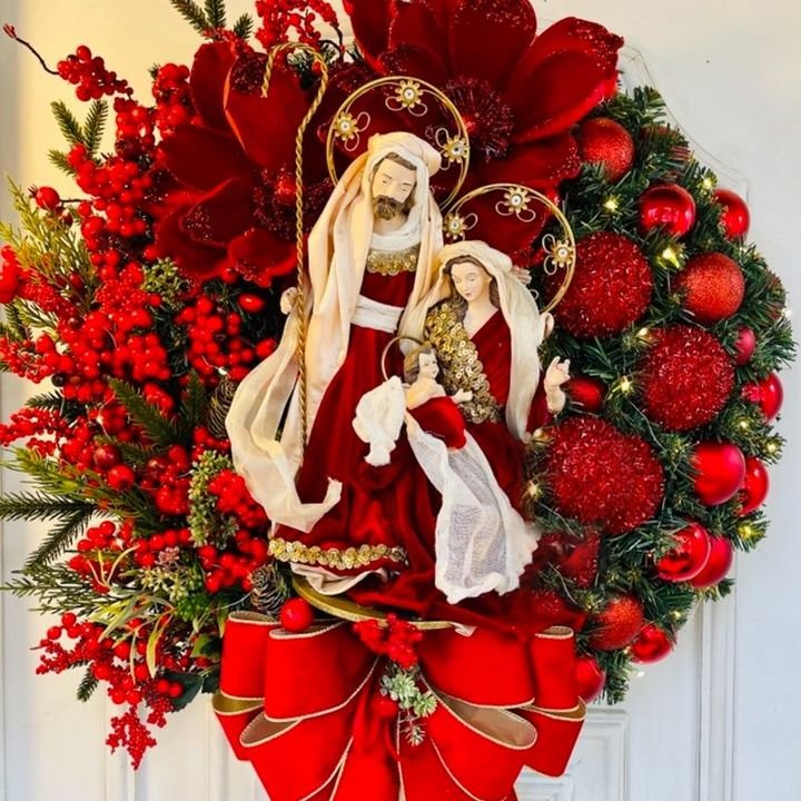 Sacred Christmas Wreath with Lights