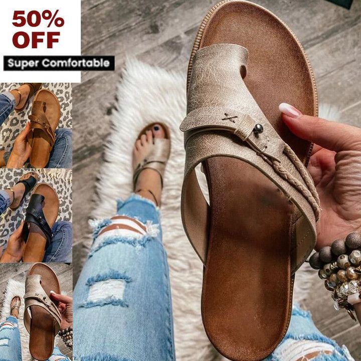 Summer Leather Orthopedic Carina Sandals Flip Flop Beach Sandals Anti-slip