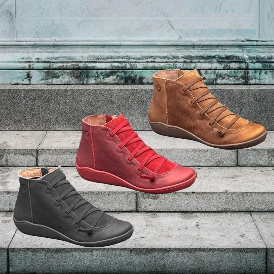 Premium Orthopedic Lace-Up Ankle Boots, Genuine Comfy Orthopedic Leather Boots, 2024 Design