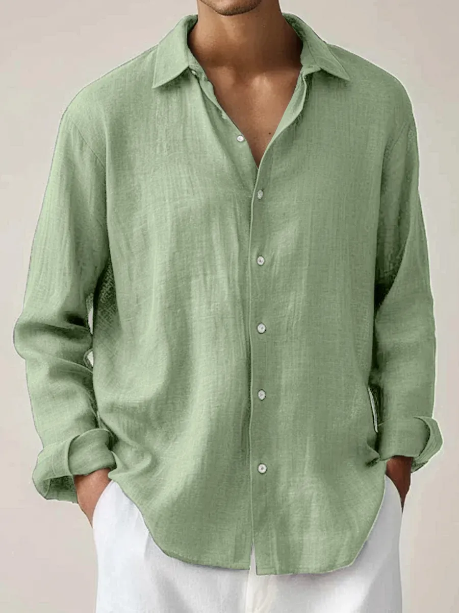 🍂 Early Fall Deal 49% OFF 🍂Men's Cotton-Linen Shirt Basics Solid Color Breathable Plus Size Shirts