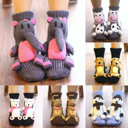 🎉Women‘s 3D Cute Animal Knit Skid-Proof Home Socks