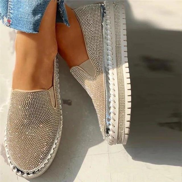 Women Rhinestone Platform Breathable Slip-On Shoes