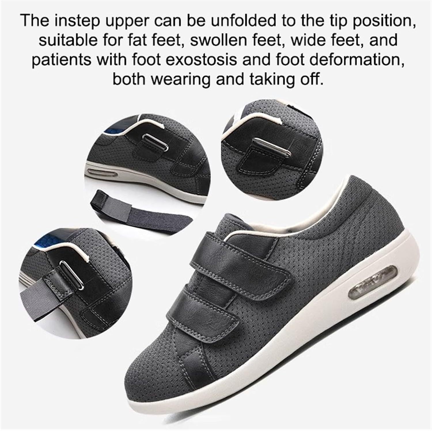 Oliyey Wide comfort adjustable straps lightweight non-slip orthopedic walking shoe