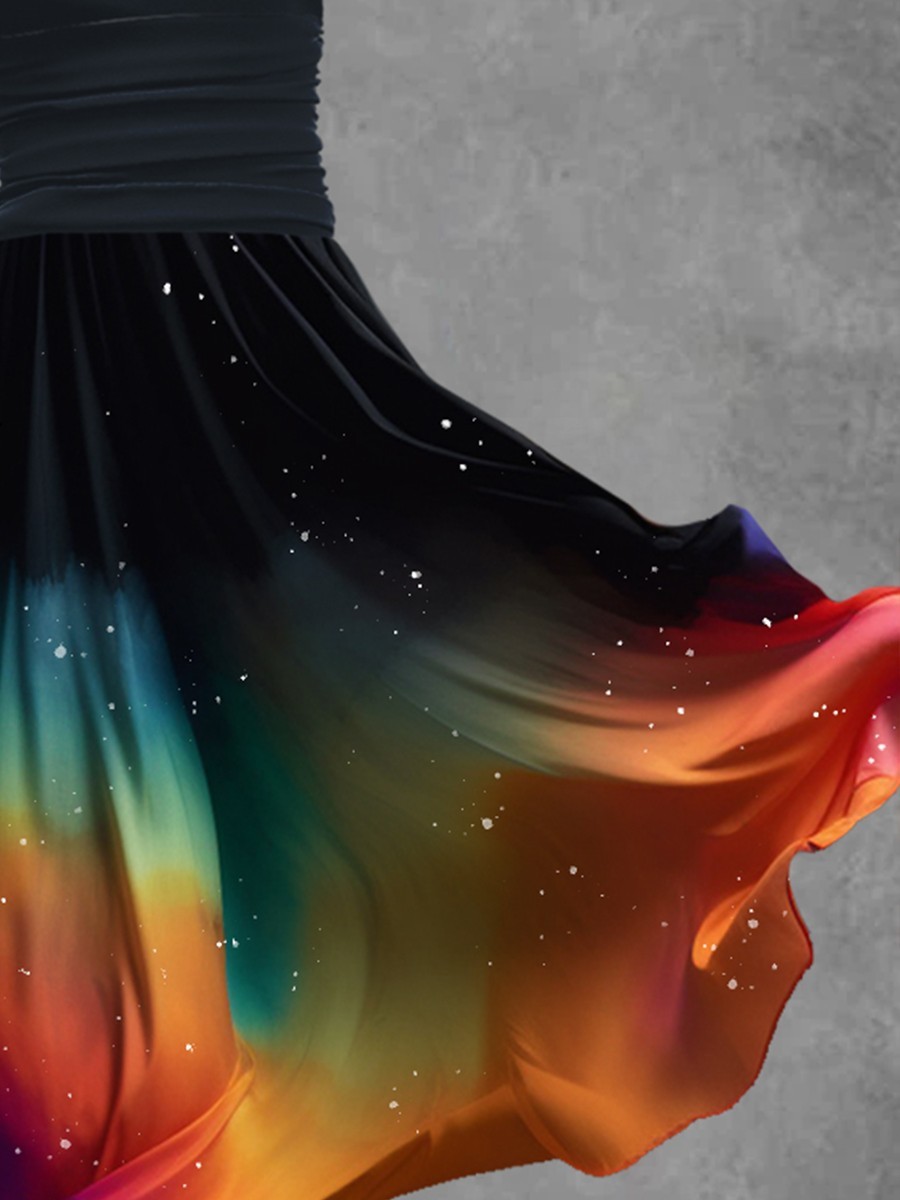 Women's Rainbow Gradient Sleeveless Maxi Dress