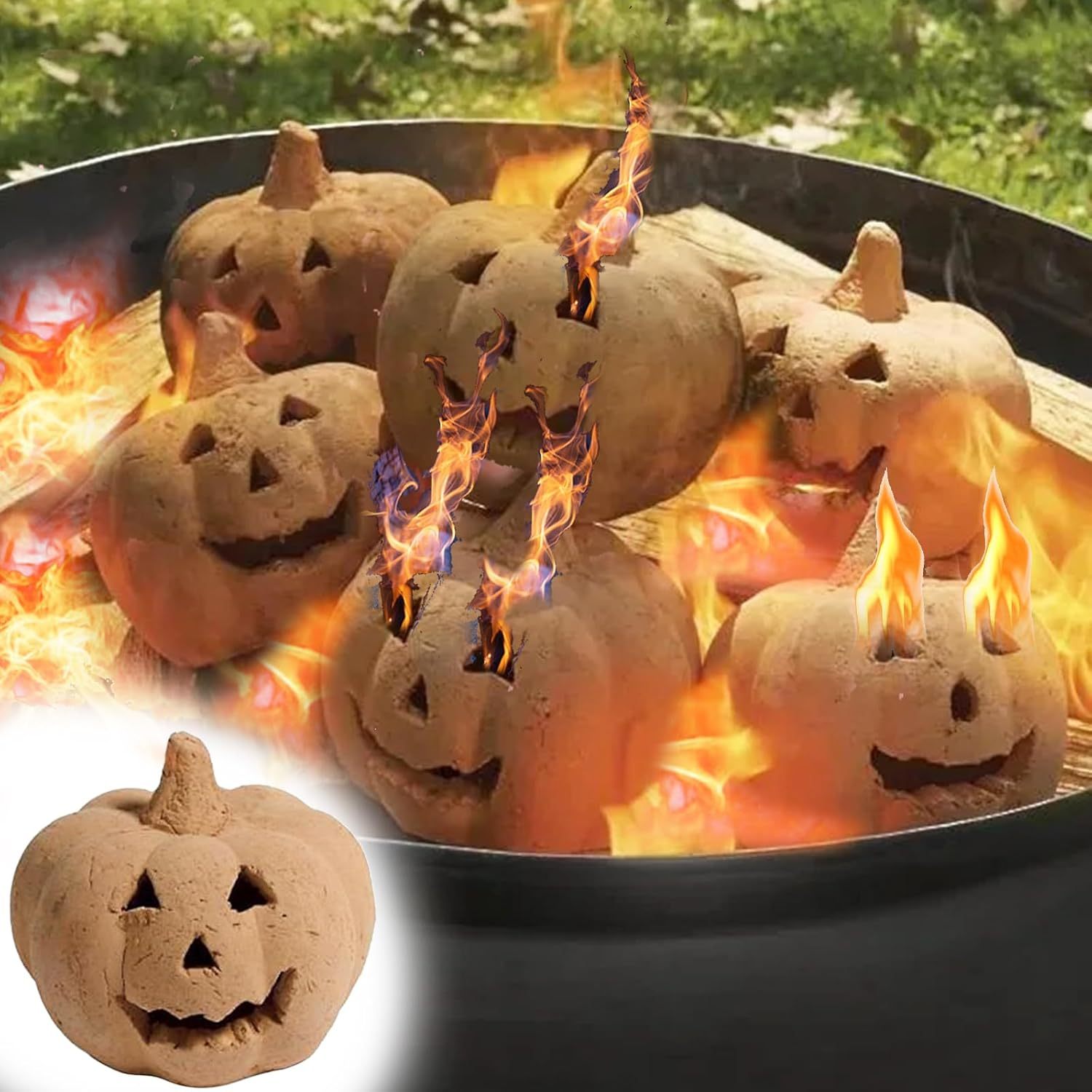 Halloween Ceramic Fireproof Fire Pit Skull